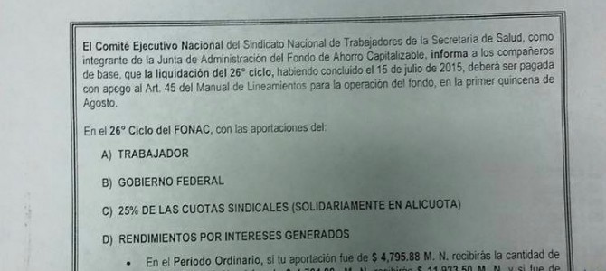 Liquidación del 26° Ciclo de FONAC Liquidación del 26° Ciclo de FONAC