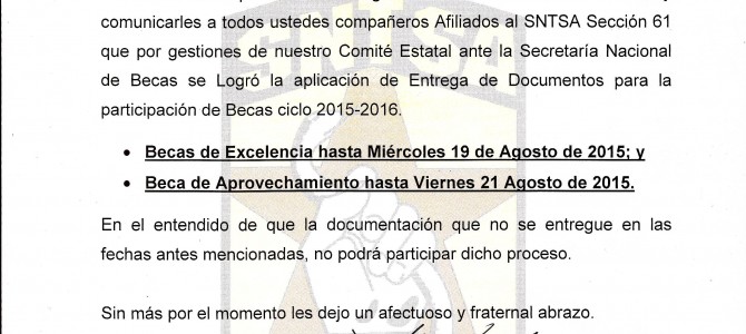 Circular Informativa de Becas