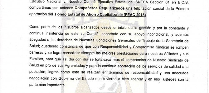 Circular Informativa para Regularizados