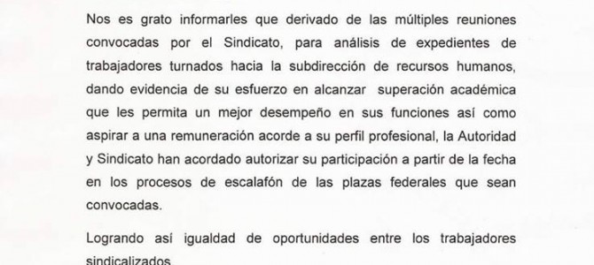 Circular Informativa para Regularizados y Formalizados (Escalafón)