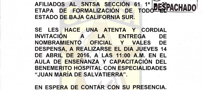 Circular Informativa para el Personal Formalizado. Circular Informativa para el Personal Formalizado.