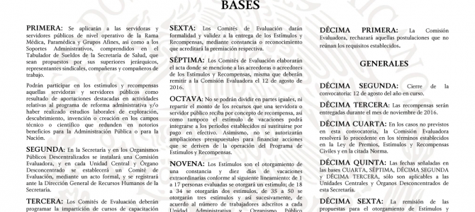 Convocatoria de Estímulos y Recompensa 2016 Convocatoria de Estímulos y Recompensa 2016