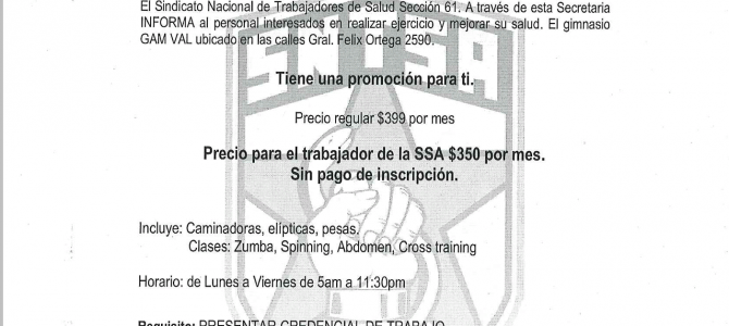 Convenio con el Gimnasio GAM VAL Convenio con el Gimnasio GAM VAL