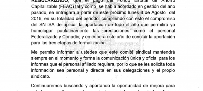 Circular Informativa #FEAC2016 Circular Informativa #FEAC2016