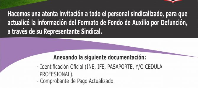 Aviso de la Secretaría de Auxilio por Defunción Aviso de la Secretaría de Auxilio por Defunción