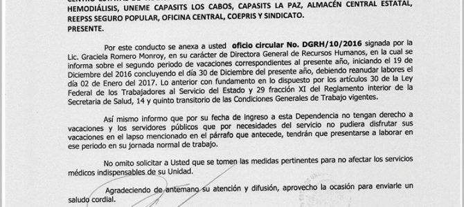 Periodo de Vacaciones de Invierno 2016