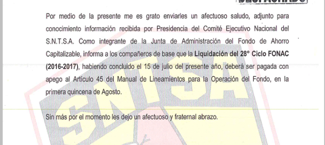 Circular Informativa FONAC 2017