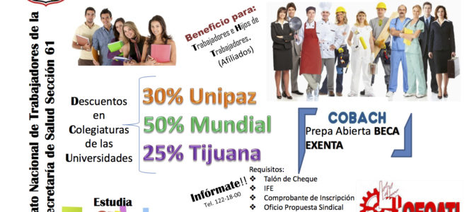 Convenios para Descuentos en Colegiaturas de las Universidades.