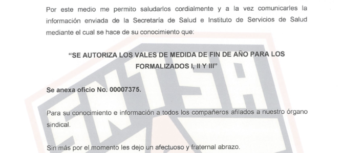Circular Informativa «Vales de Medida de Fin de Año para los Formalizados I, II y III».