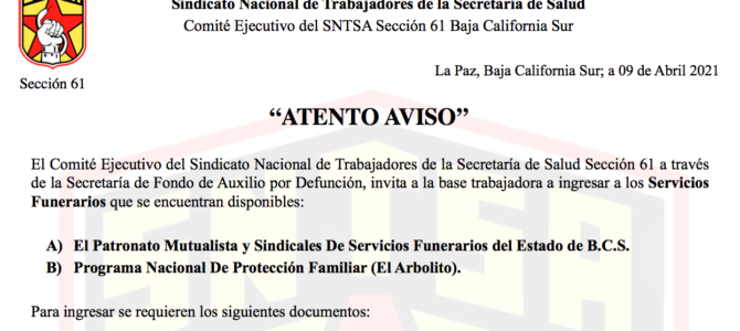 Comunicado Servicios Funerarios