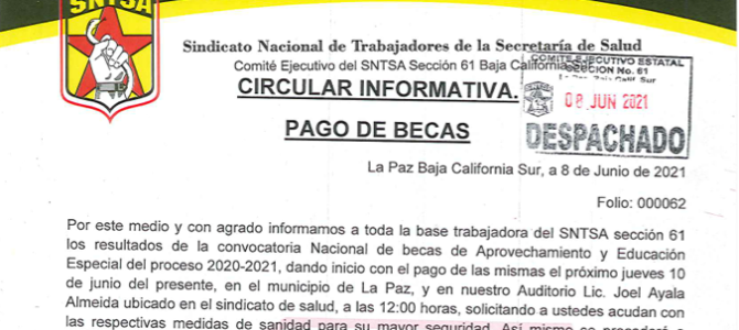 Pago de Becas del Sorteo Nacional Ciclo 2020-2021 Pago de Becas del Sorteo Nacional Ciclo 2020-2021
