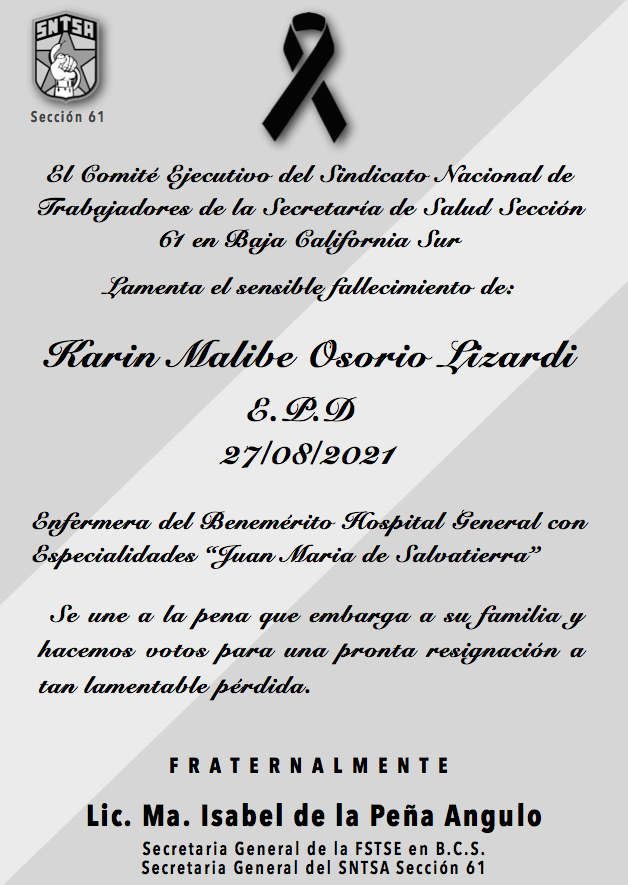 D.E.P. KARIN MALIBE OSORIO LIZARDI