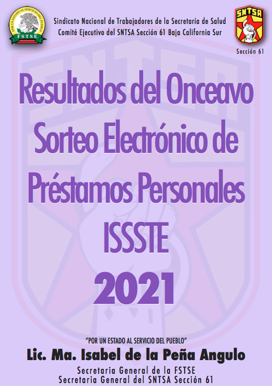 Resultados del Onceavo Sorteo Electrónico de Préstamos Personales ISSSTE 2021