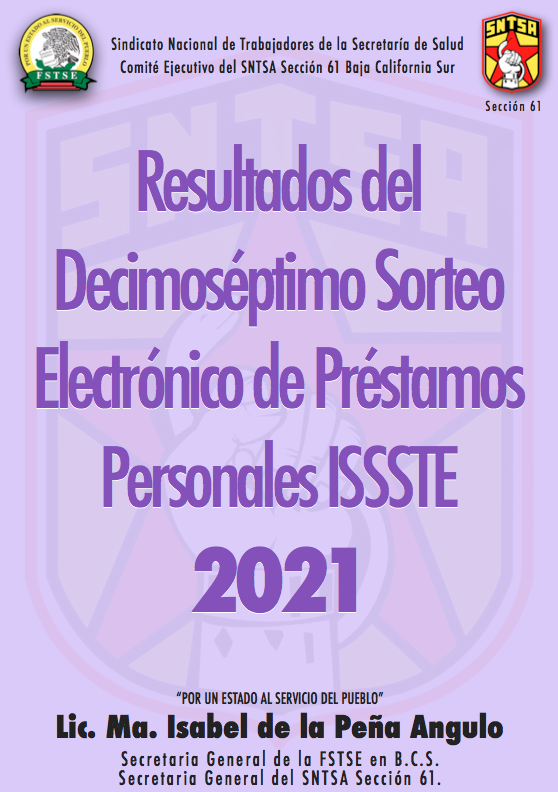 Resultados del Decimoséptimo Sorteo Electrónico de Préstamos Personales ISSSTE 2021