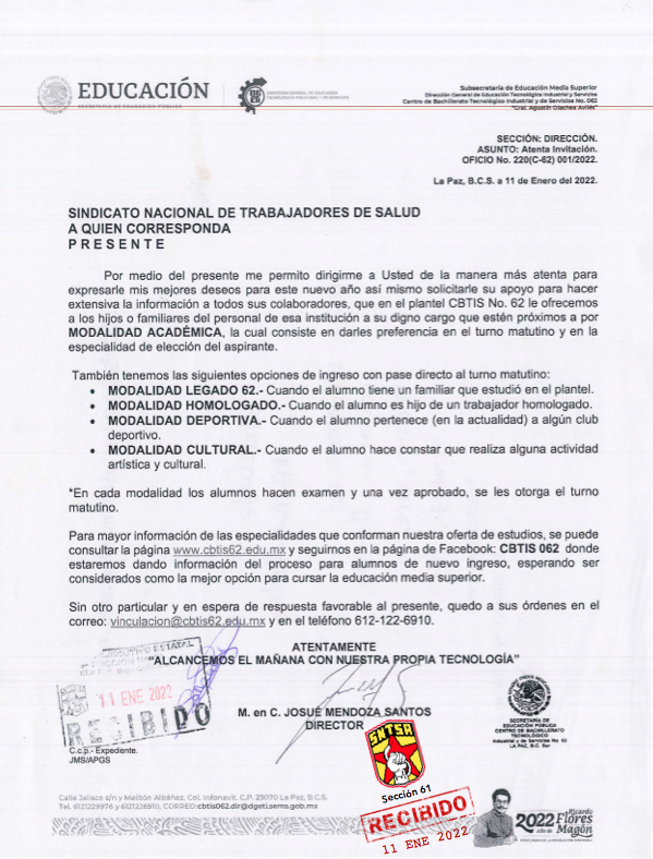 Oportunidad Académica CBTIS 062
