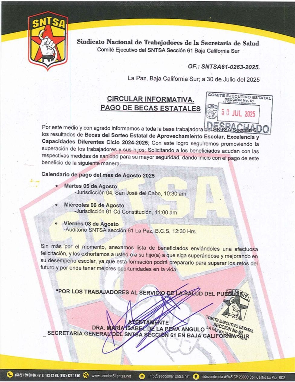 Calendario de Pago de Becas Estatales 2024-2025