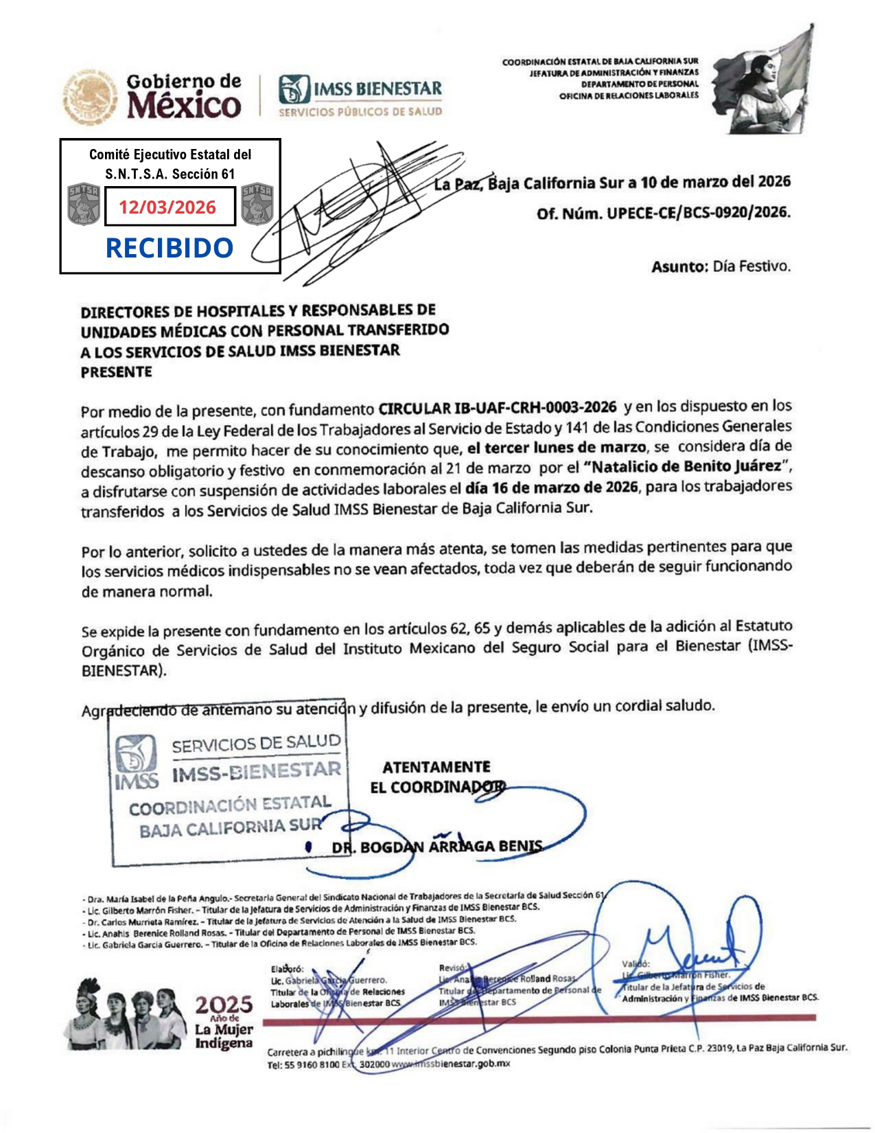 Suspensión de Labores por Día Festivo Lunes 16 de Marzo de 2026 Suspensión de Labores por Día Festivo Lunes 16 de Marzo de 2026