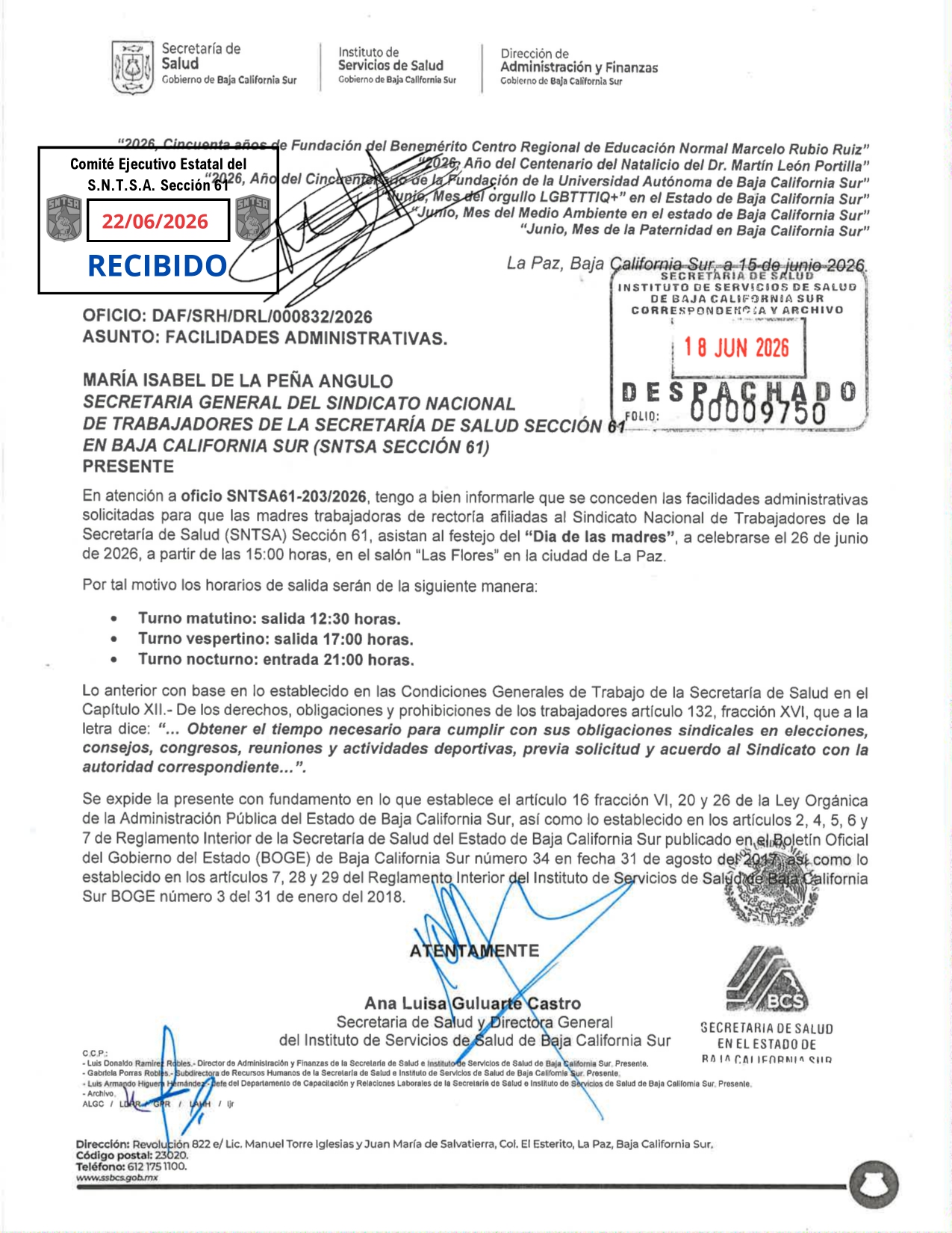 Facilidades Administrativas para festejo Día de las Madres 26 de Junio 2026